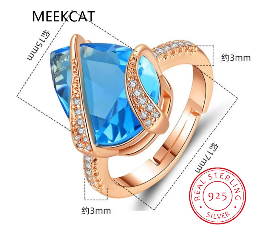 Кольцо-пасьянс из стерлингового серебра 925 пробы с натуральным синим топазом