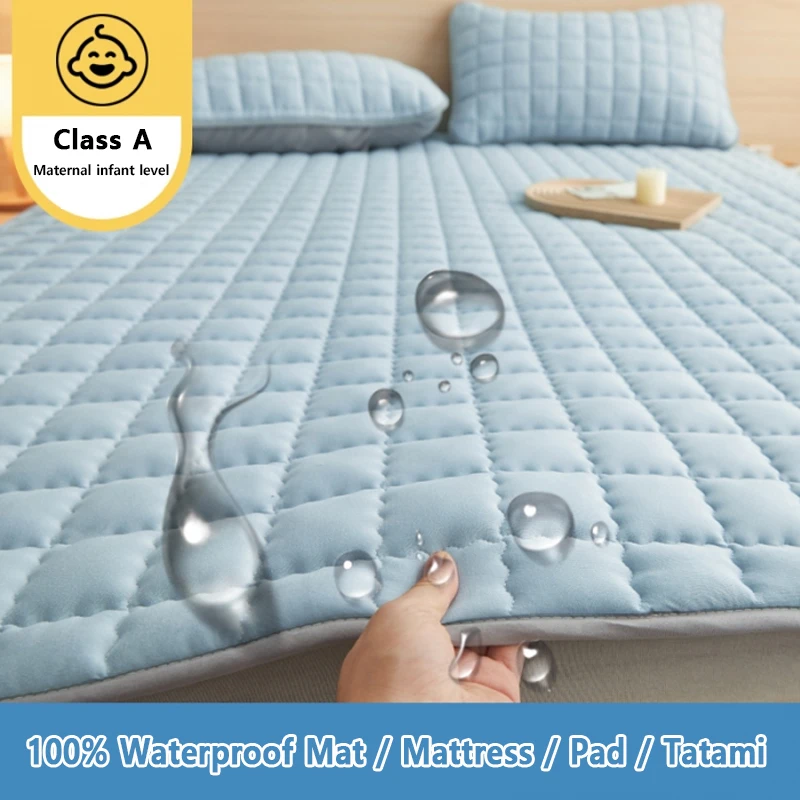 

100% Waterproof Mattress Ultrathin Foldable Cotton Bed Mat Soft Skin-friendly Mattress Protective Cover Single Double Queen King