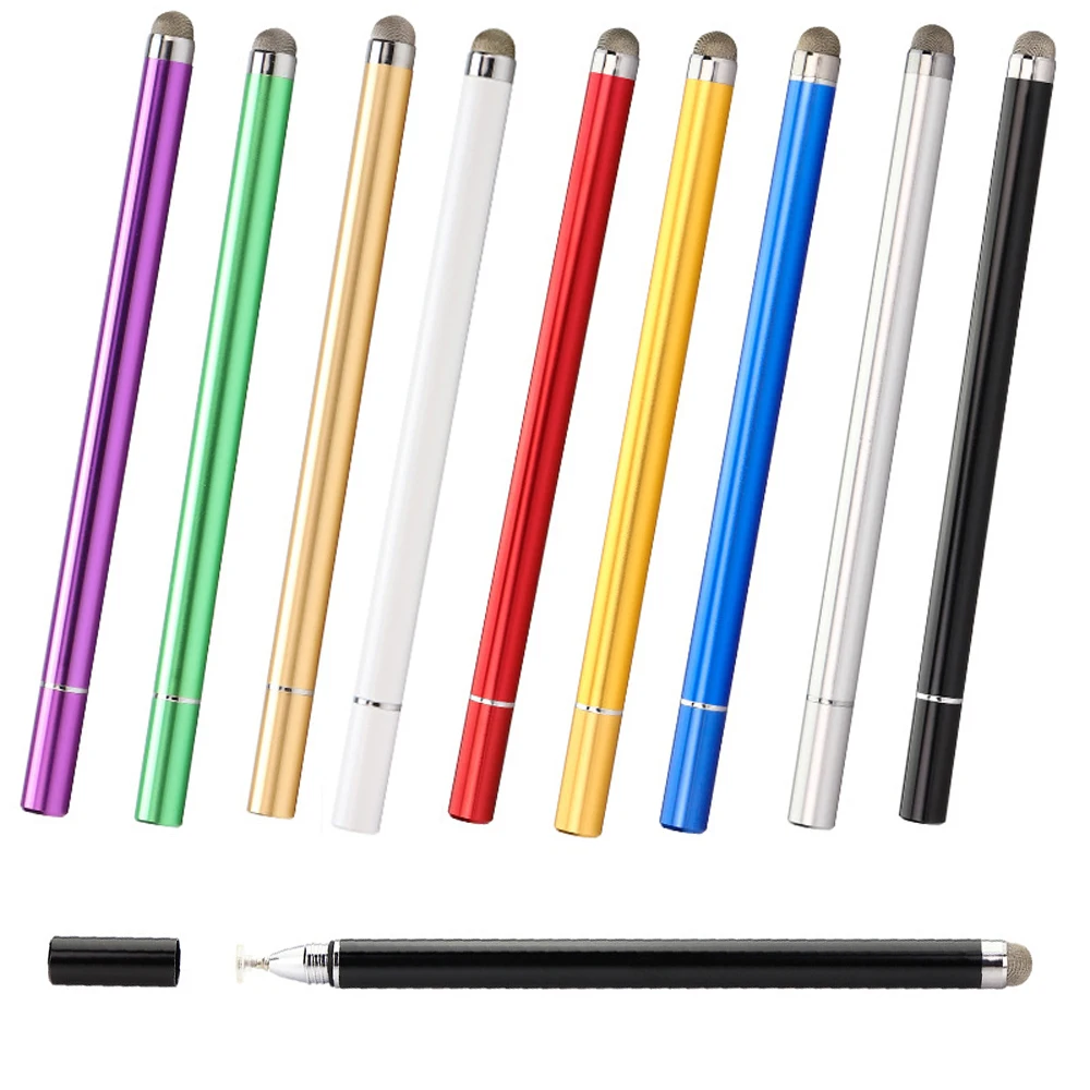 

50Pcs/Lot High Sensitivity 2 In 1 Disc Stylus Pens For iPhone Compatible With iPad Samsung Tablets All Capacitive Touch Screens