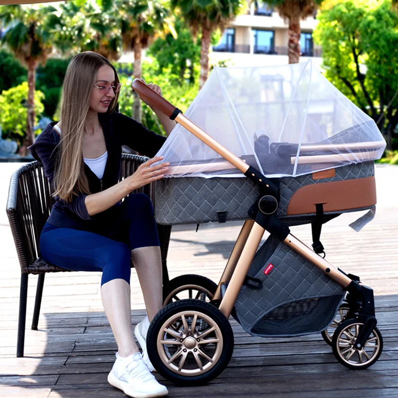2022 Luxury Baby Stroller 3 in 1 with Car Seat Portable Reversible High Landscape Baby Stroller Hot Mom Stroller Travel Pram enlarge