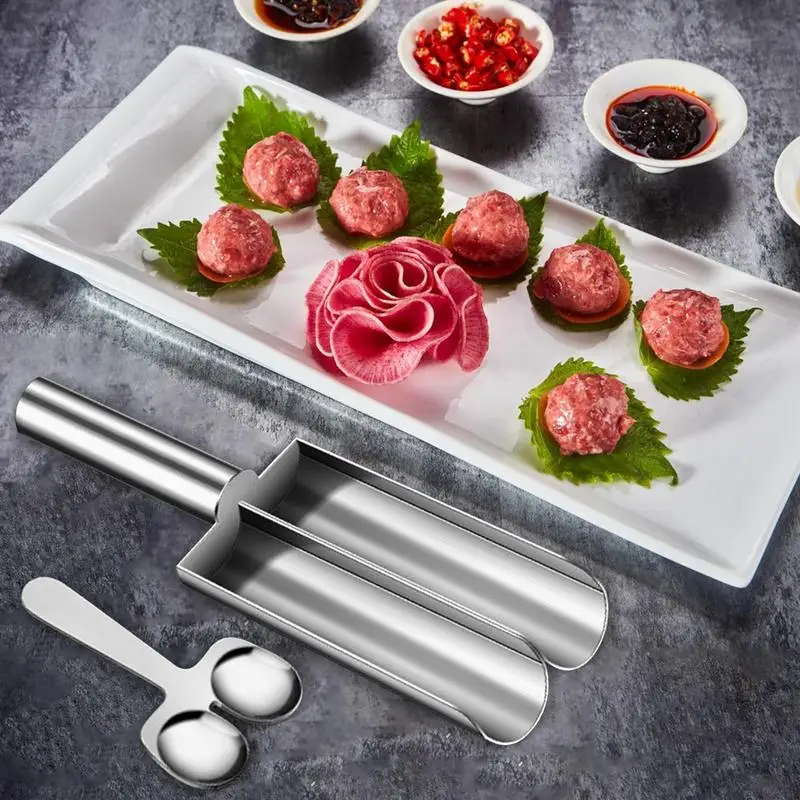 

Stainless Steel Meatballs Maker Stainless Steel Meatball Maker Spoon with Cutting Spatula Non-Stick Meatball Making Tool