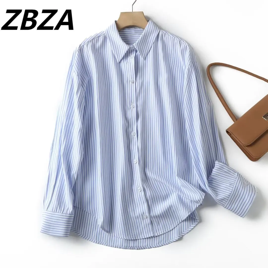 

ZBZA Women 2023 New Fashion Spring Loose Foreign Flavor Blouses Vintage Long Sleeve Button-up Female Shirts Chic Tops