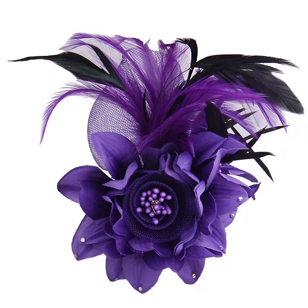 

Vintage Feather Flower Brooch Pin For Men Women Hair Accessories Clip For Cocktail Hat Wedding Party Headwear Christmas Gifts
