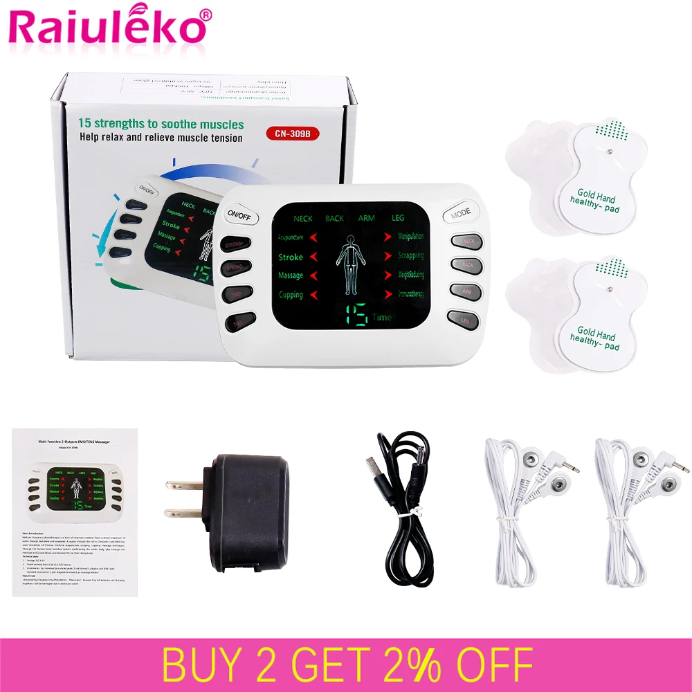 

Dual Output Tens Acupuncture Electric Therapy EMS Muscle Stimulator Meridian Physiotherapy Apparatus Massager Electrostimulator