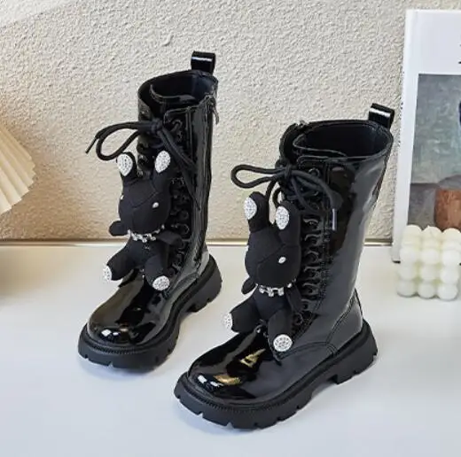 Children Girls Long Boots 26-36 Winter Sneakers Leather Fashion Boots Kids Girl Outdoor Princess Shoe Casual Teen Snow Boots