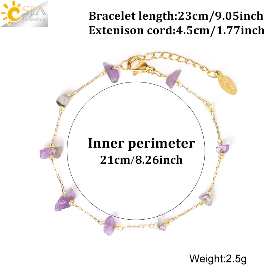 CSJA рейки Чип Бусы Браслеты Натуральный камень розовый кварц модные ювелирные