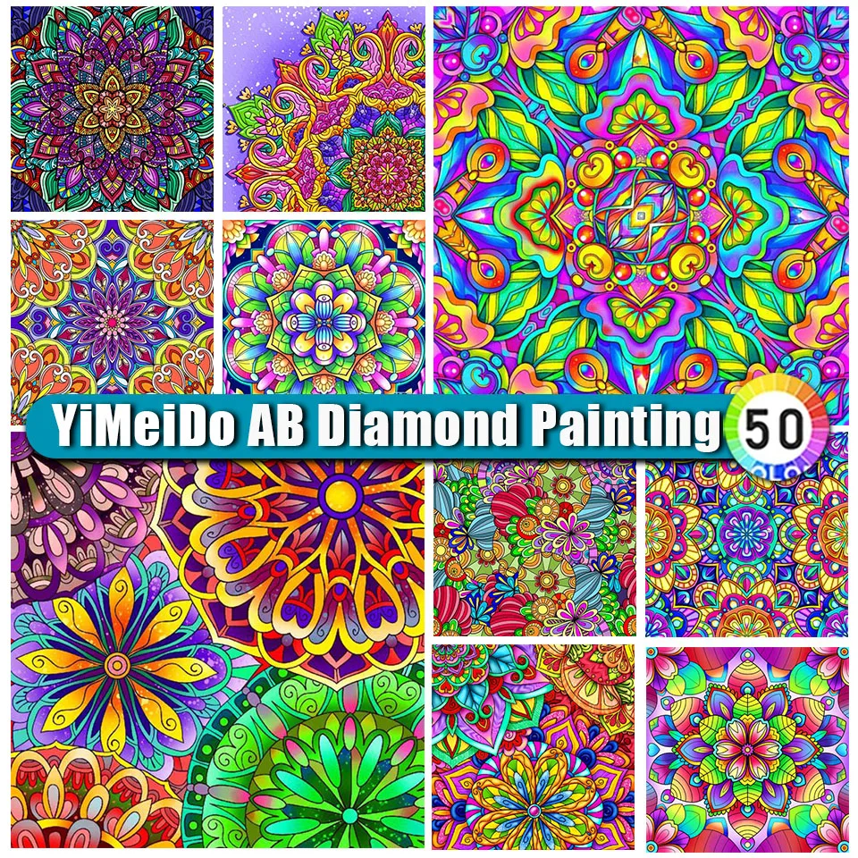 

YIMEIDO Diy AB Diamond Painting Mandala Rhinestone Picture Full Drill 5D Diamond Embroidery Mosaic Flowers Cross Stitch Kit