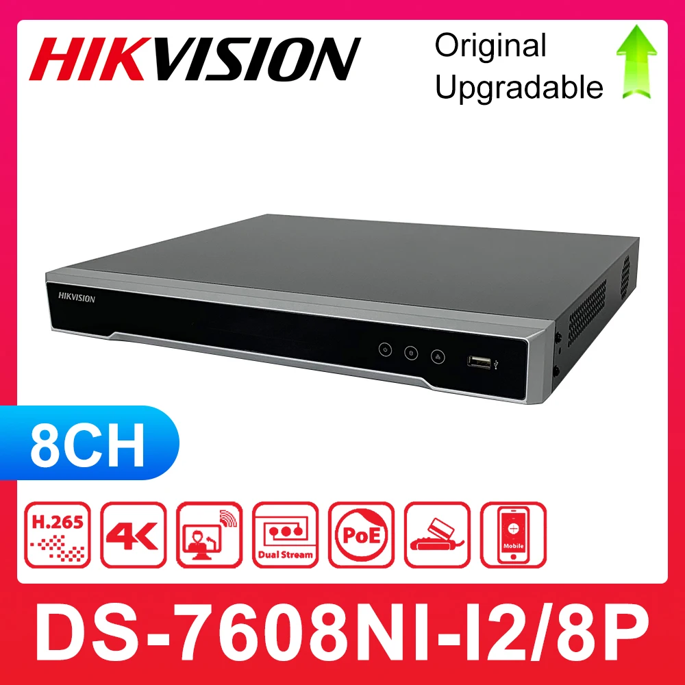Hikvision Original NVR DS-7608NI-I2/8P 8CH and DS-7616NI-I2/16P 16CH for POE Camera 12MP Max 2 SATA Network Video Recorder