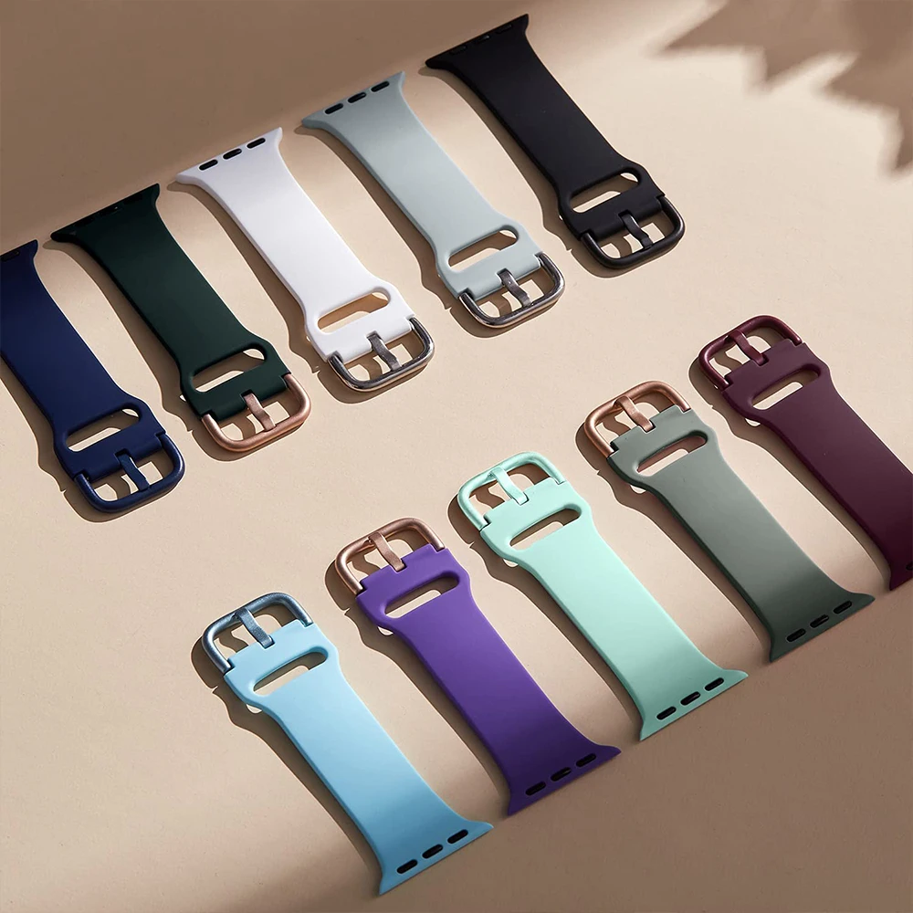 Silicone Strap For Apple Watch Band 8 7 45mm 44mm 42mm Sport Belt for IWatch Ultra 49mm Bracelet 41mm 40mm 6 5 4 SE Accessories