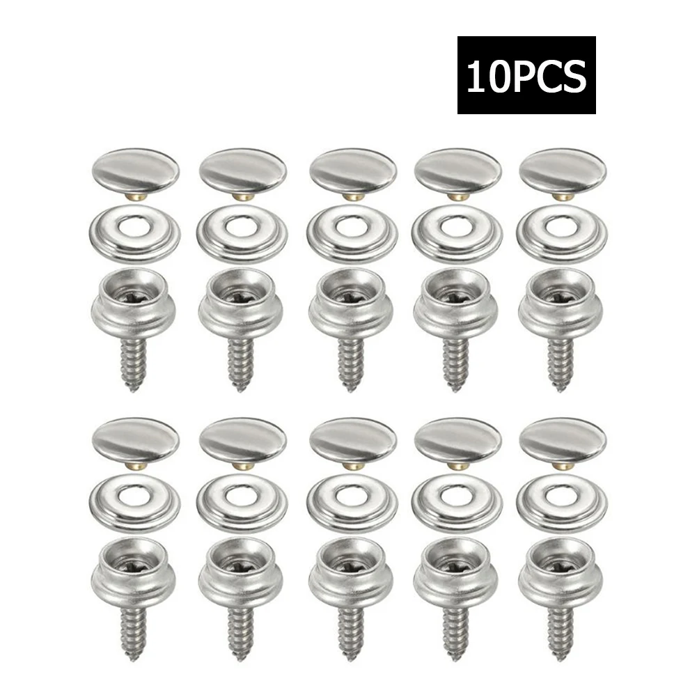 

10pcs Practical Tent Yacht Boat Tools 15mm Stainless Steel Tapping Snap Fastener Screw Kits Canopy Accessories