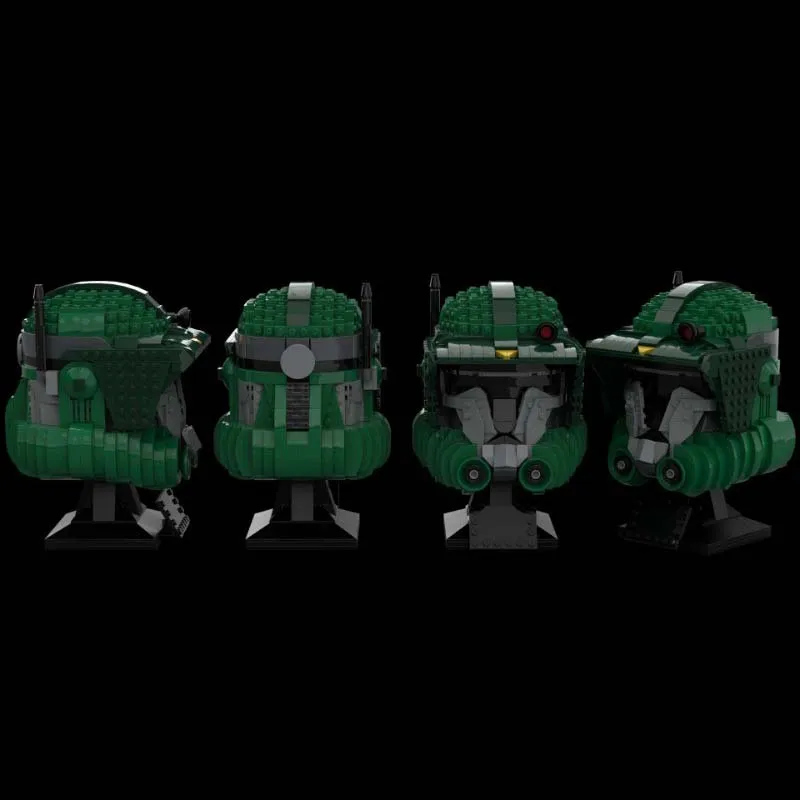 Фото Конструктор 991Parts Green Trooper: Боевой шлем (модель MOC) — Сборная модель для самостоятельной сборки, подарок на день рождения для мальчиков, коллекционный предмет для демонстрации №2