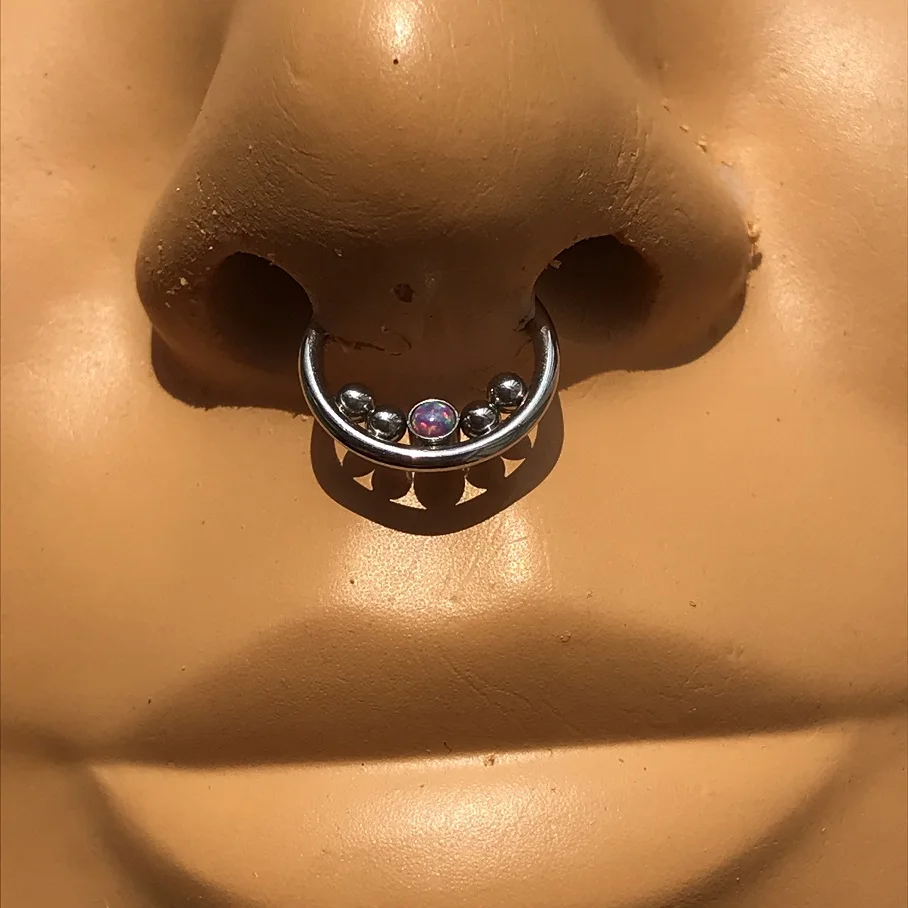 

1Pc Surgical Steel 16G 10mm Hinged Clicker Nose Septum Ring Opal Hoop Eyebrow Lip Tragus Daith Ear Rings Body Piercing Jewelry
