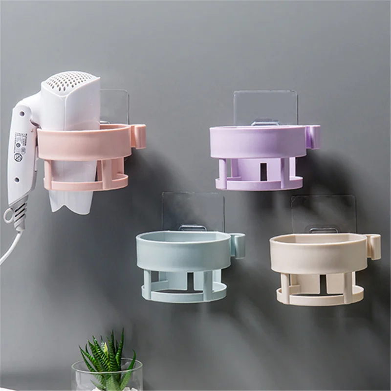 

Hair Dryer Holder Blower Organizer Adhesive Wall Mounted Nail Free No Drilling Hair Care Dryer Storage Rack for Bathroom