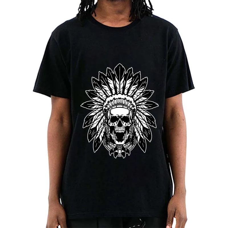 

XIN YI Men's high quality t-shirt 100% cotton funny skull design print casual loose cool t-shirt tee for men t-shirt tops male