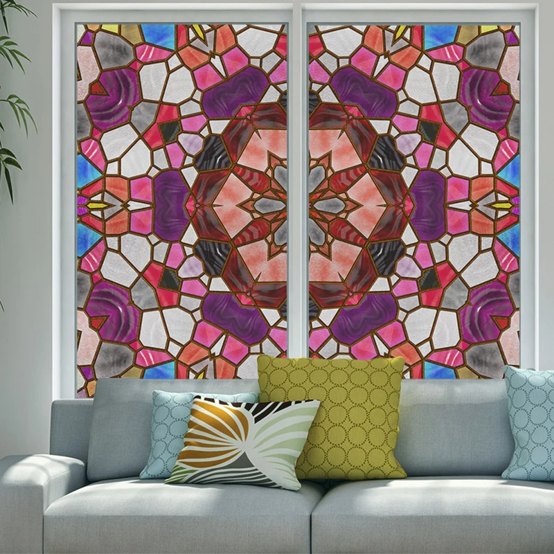 

European-style 3D Glass Paste Church Window Decal Paste Imitation Painted Art Film Electrostatic Matte Self-adhesive Anti-peep