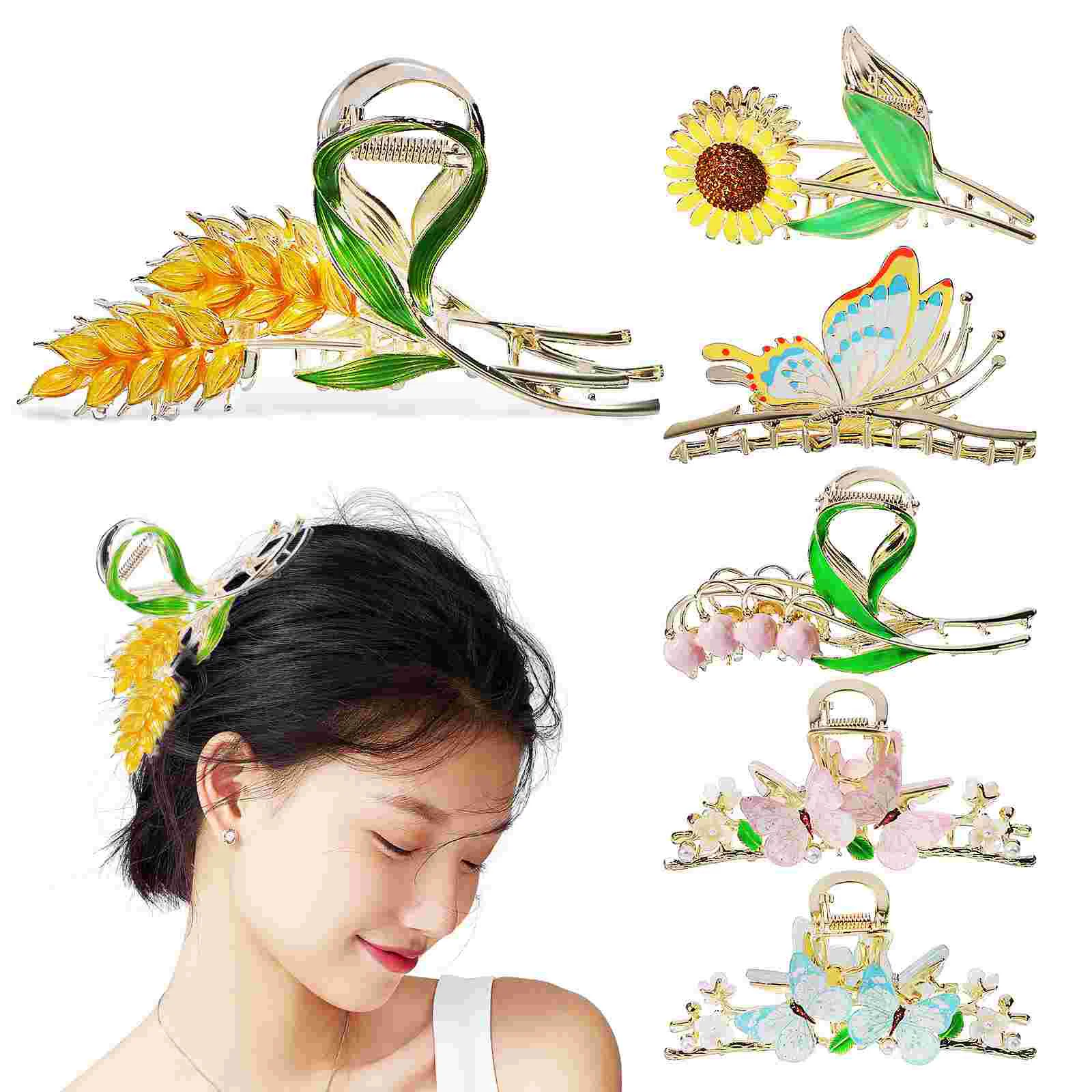 

6 Pcs Claw Clips Metal Hair Hold Shark Women Barrette Lady Female Headdress Miss