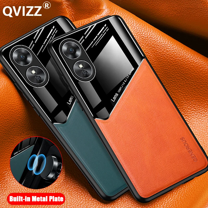 

Leather Case For OPPO A17 Car Magnetic Luxury Plexiglass + Soft Silicone Back Phone Cover for OPPO A 17 57 5 9 A57 5G A5 A9 2020