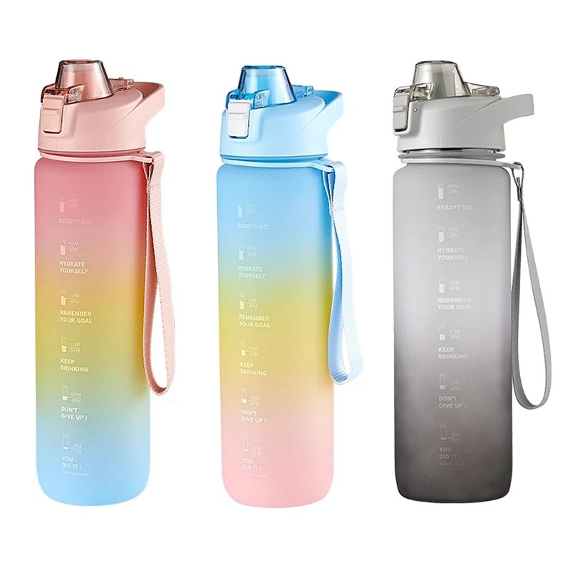 

1100ML Fashion Water Bottle Color Change Design Large Capacity Portable Sports Plastic Drinking Bottles
