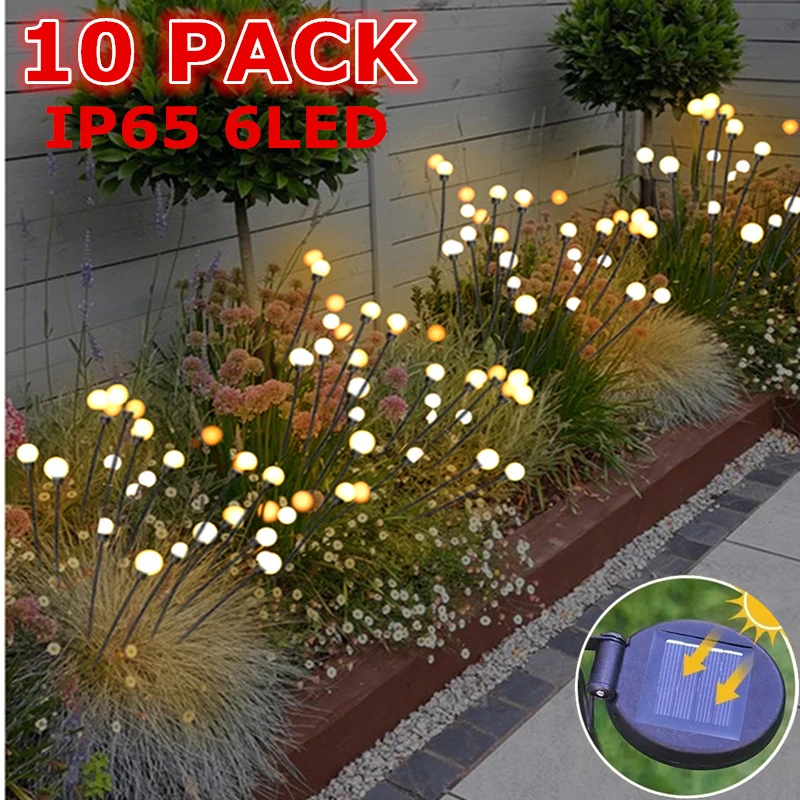 

10 Pack Solar Lights Outdoor Landscape Firework Firefly Lamp for Street Garland Christmas Decoration Garden Decoration Outdoor
