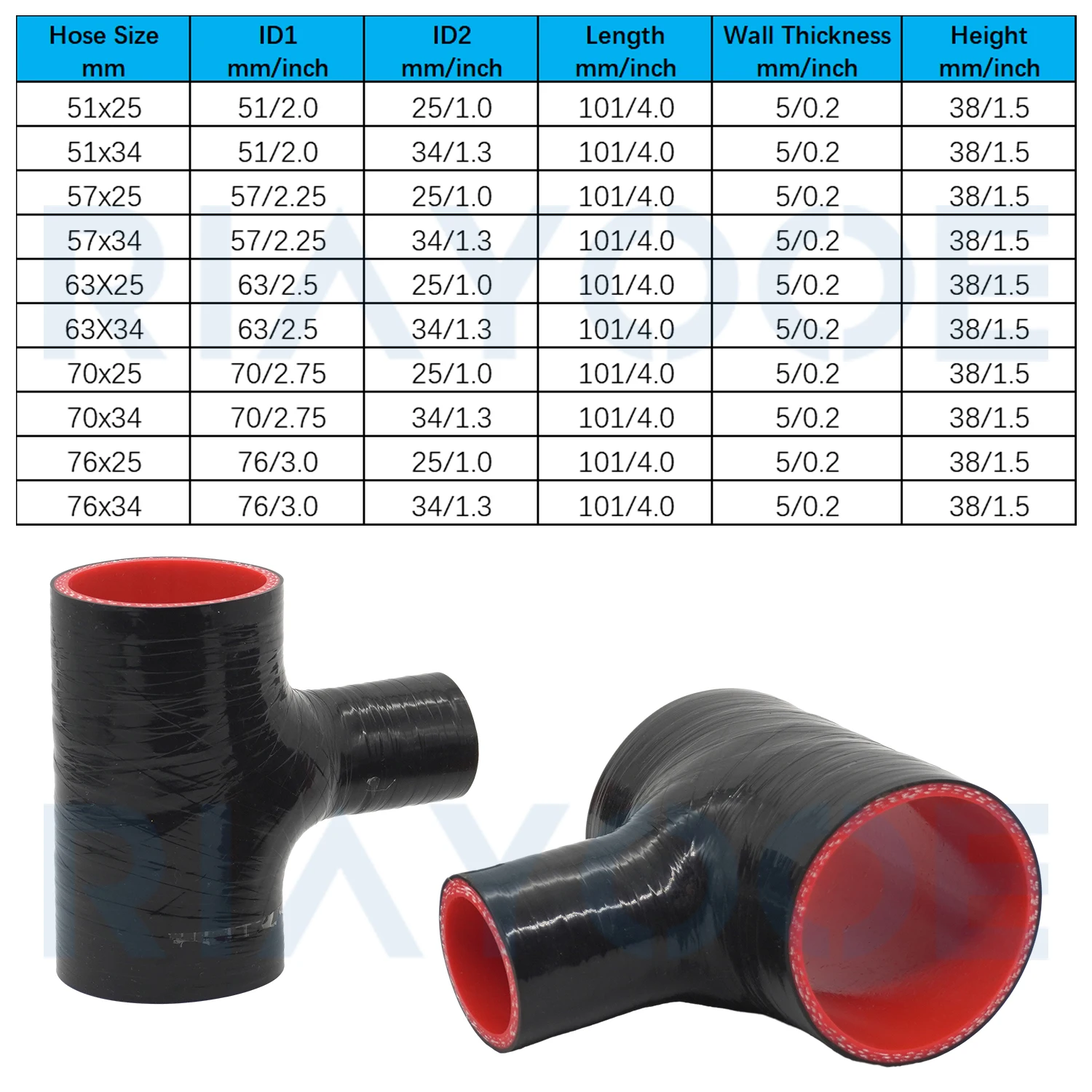 T-częściowy wąż silikonowy 51-76 mm 3-drożny adapter zaworu wydmuchowego BOV 4-warstwowy łącznik Sport ID 25/34 Zestaw chłodnicy