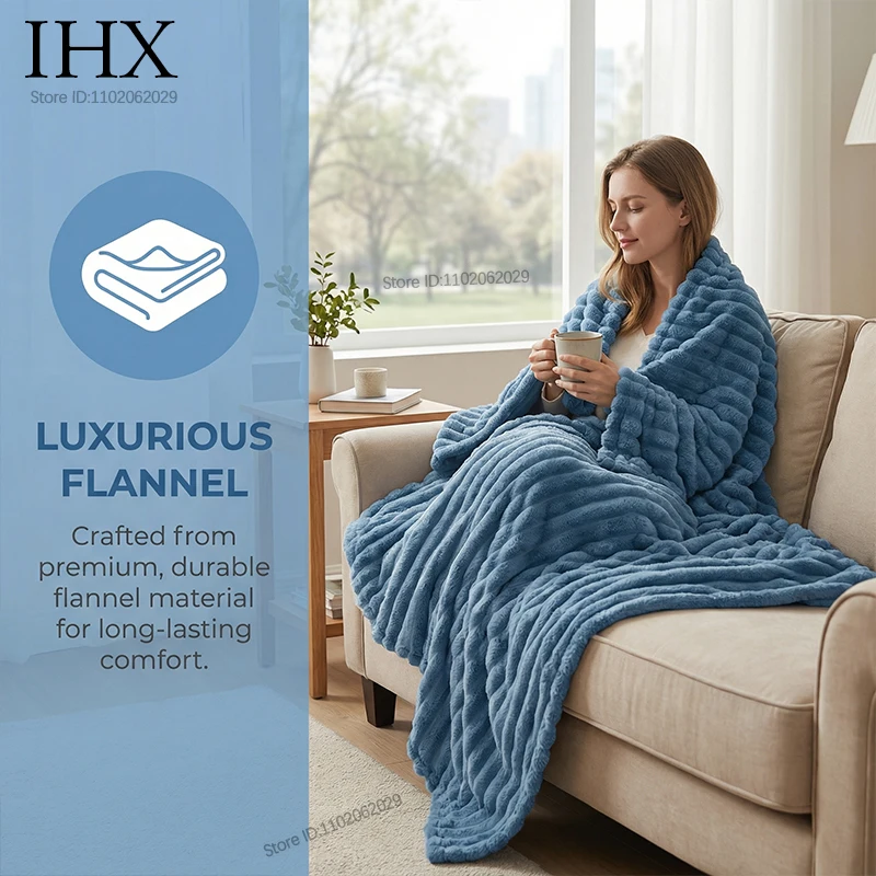 Фото Пледы из кораллового флиса IHX для кроватей, 230 г/м², однотонные, мягкие, теплые, под норку, тонкое покрывало, накидка на диван, шаль, плед №3
