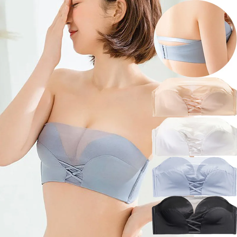 

Sexy Lace Small Chest Without Steel Ring Gathered Lingerie Bra Strapless Thin Adjustable Top Bra strapless bra bra women