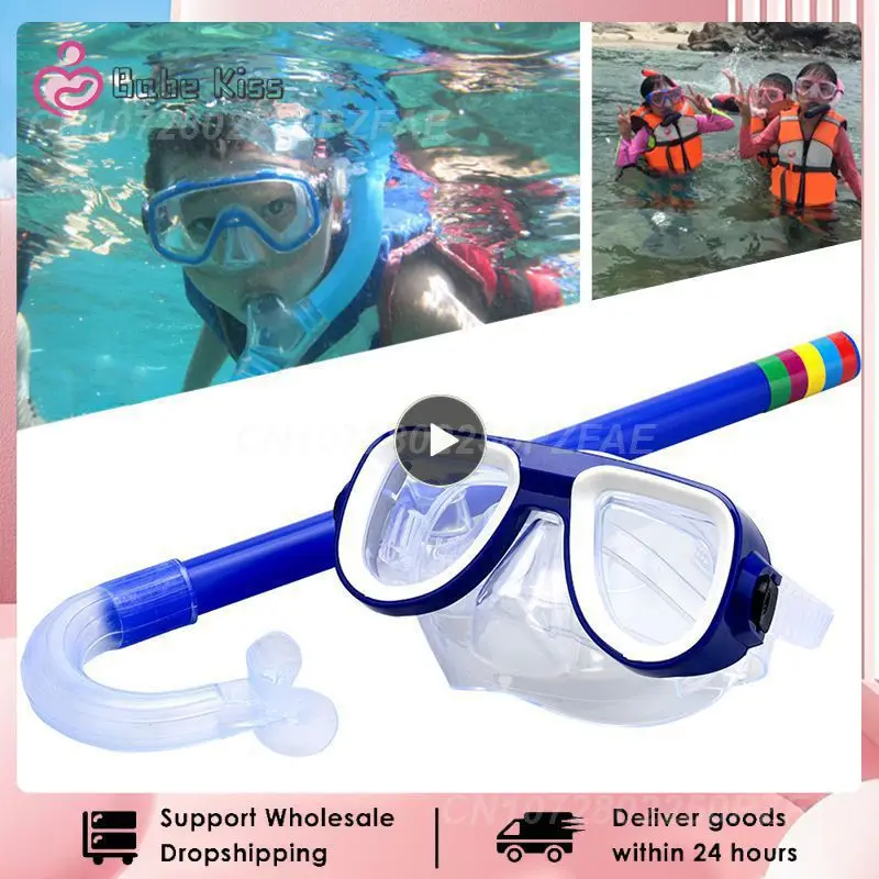 

1~10PCS Underwater Child Swimming Scuba Total Dry Snorkel and Mask Glass Lens PVC Safe Breathing for Kids Adult Diving