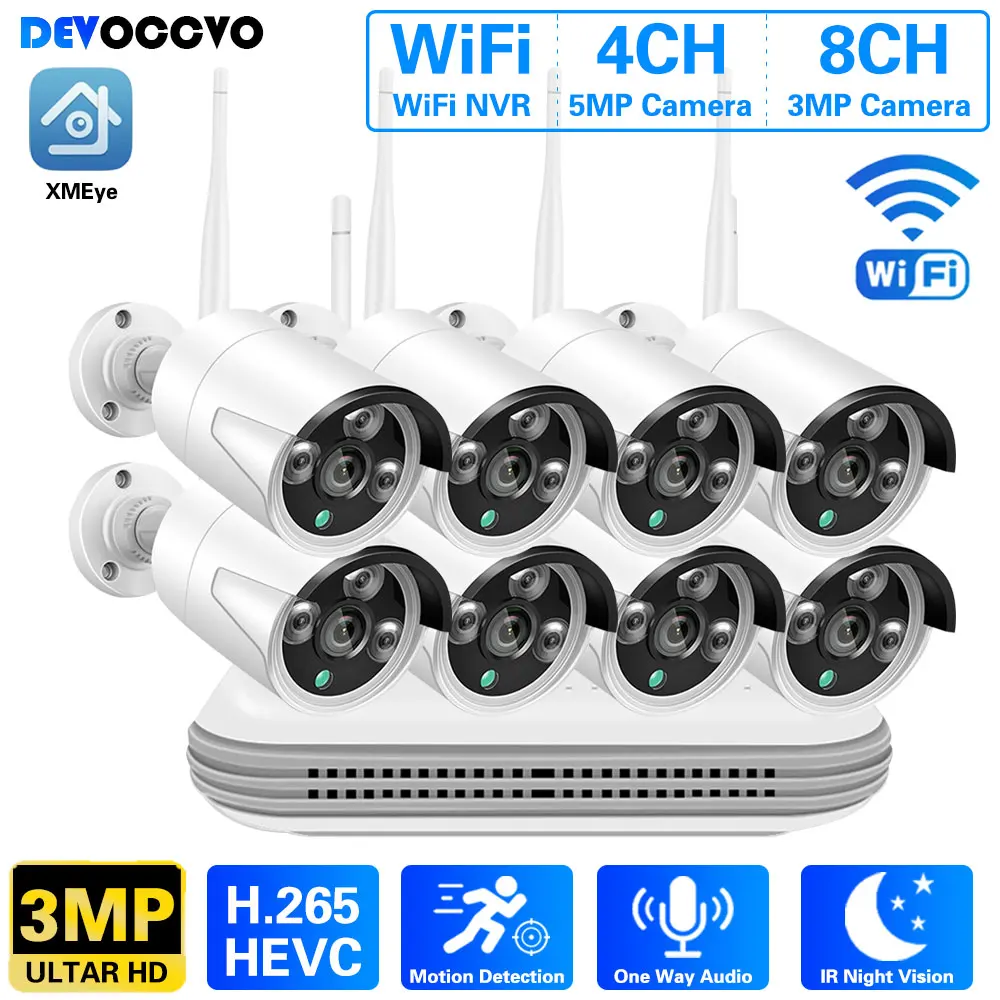 

8CH Wireless Wifi NVR Security Camera System Set 3MP XMEYE Face Deetection CCTV IP Bullet Camera Video Surveillance System Kit