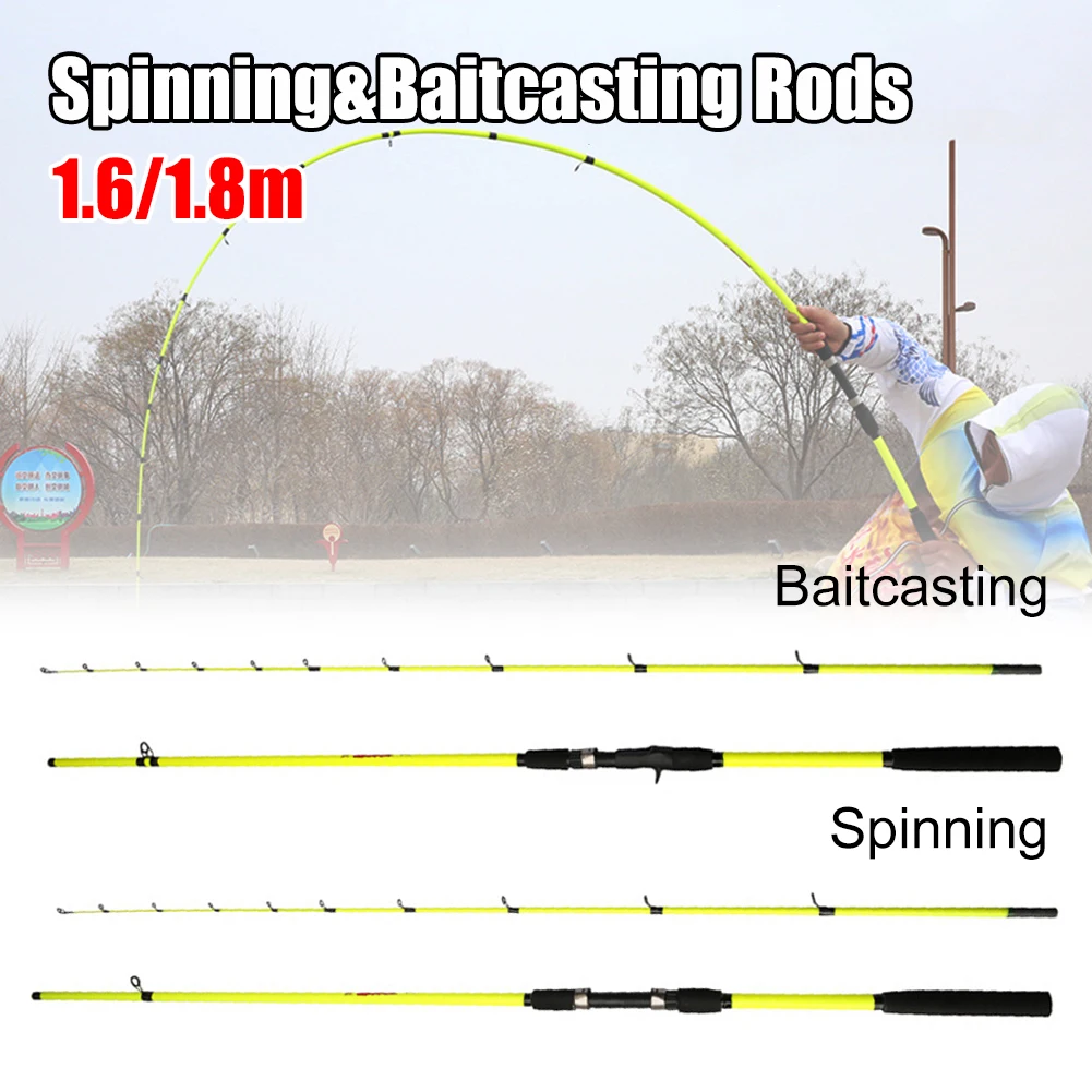 

Portable Fishing Rod Lightweight Fiberglass Spinning Fishing Rod 1.60m 1.80m Baitcasting Rod For Bass Pike Fishing Accessories