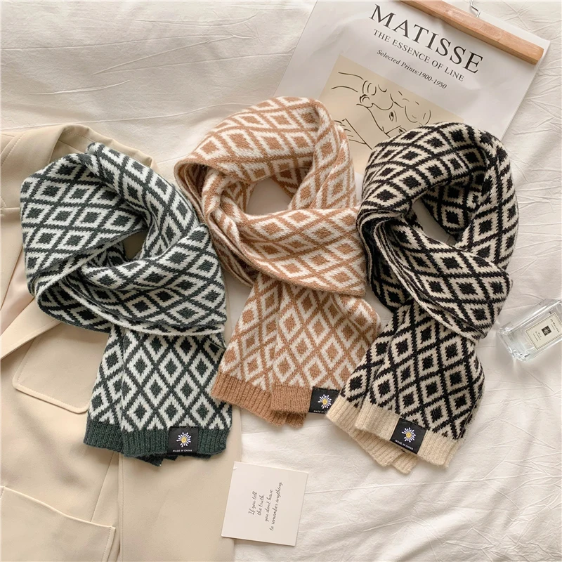 

New Design Women Winter Scarf Fashion Woolen Yarn Knitted Neckerchief Warm Thick Shawl Bufandas Lady Elastic Neck Wraps Muffler