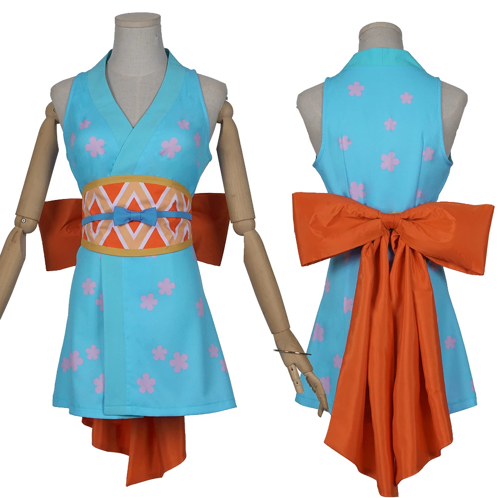 Женское платье для косплея Nami аниме Пиратская Маскировка синее Розовое Кимоно