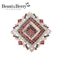 beautberry national style geometric brooches for women lady shining rhinestone flower party office brooch pin gifts