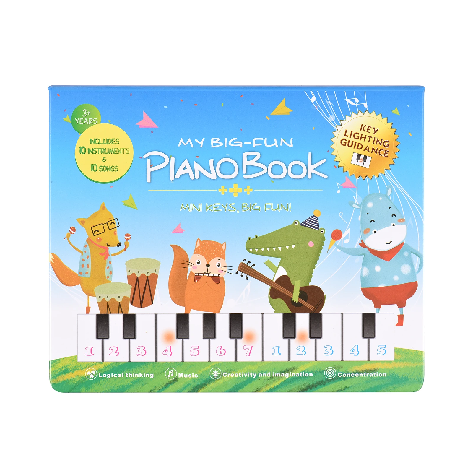 

20-клавишная электронная музыкальная книга Bigfun 2 в 1 фортепиано Songbook с 10 инструментами и 10 песнями образовательный музыкальный гаджет