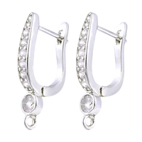 juya new design womens earring supplies handmade cubic zirconia decorative fastener bale diy earring hook clasps accessories