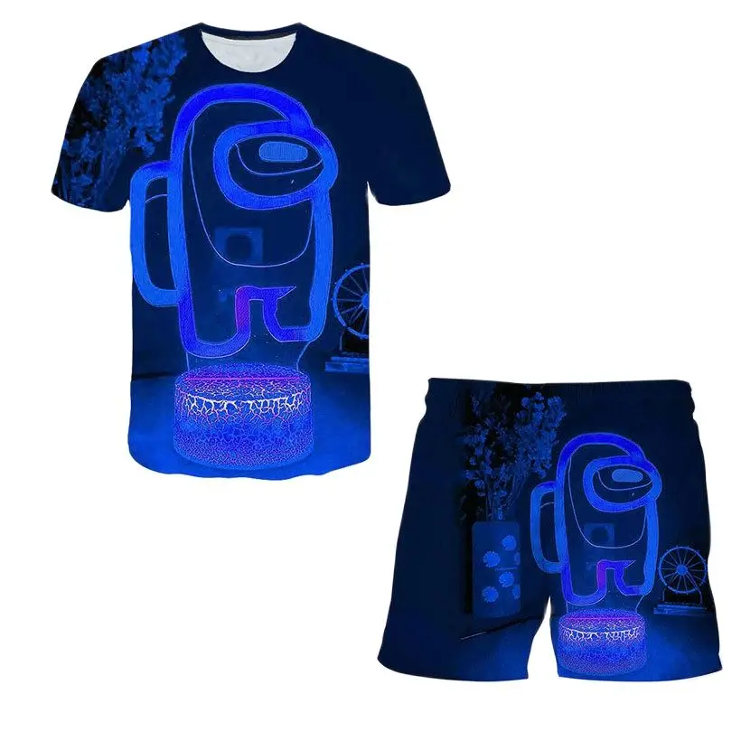 

Popular Games Among Print Boys' and Girls' 3D Suit Middle School Children's Short Sleeved Children's T-shirt + Shorts