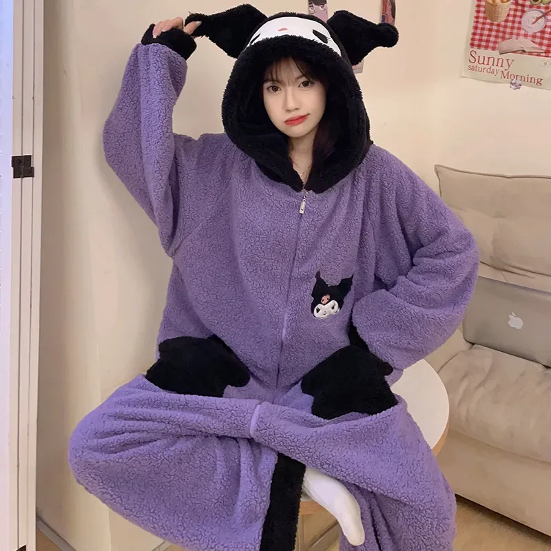 Новинка пижама Sanrio Kuromi Милая женская с мультяшным рисунком для сна милая