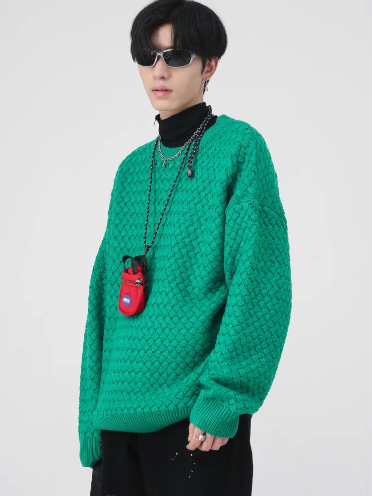 

SYUHGFA Men's Wear Sweater 2022 Autumn Loose All-match Korean Streetwear Vintage Oversize Kintted Sweater Round Collar Pullover