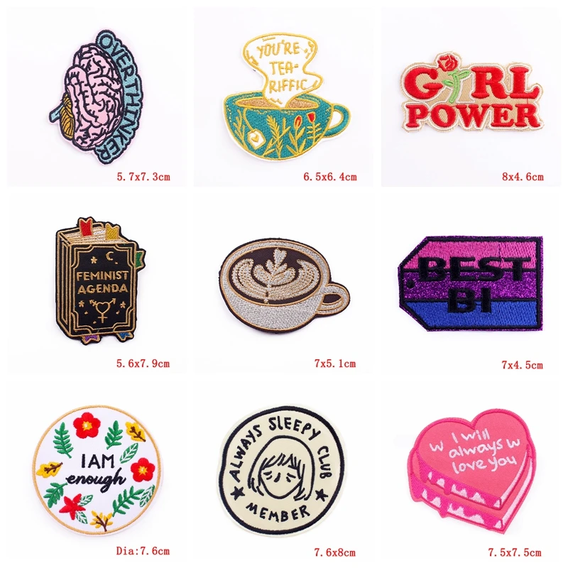 10 шт. оптовая продажа мультяшные/ленточные чашки вышитые нашивки с буквами