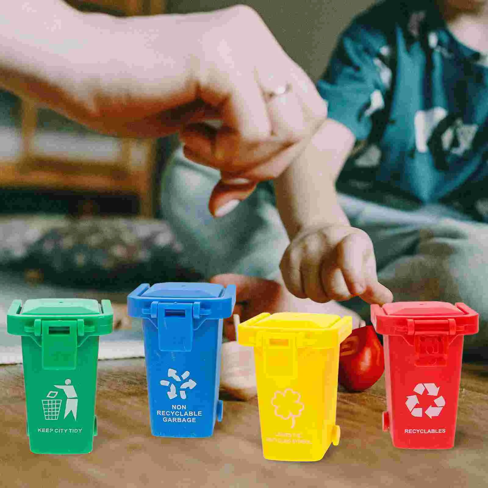 4 шт. небольшой мусорный бак с крышкой мини-детские игрушки пепельница красная