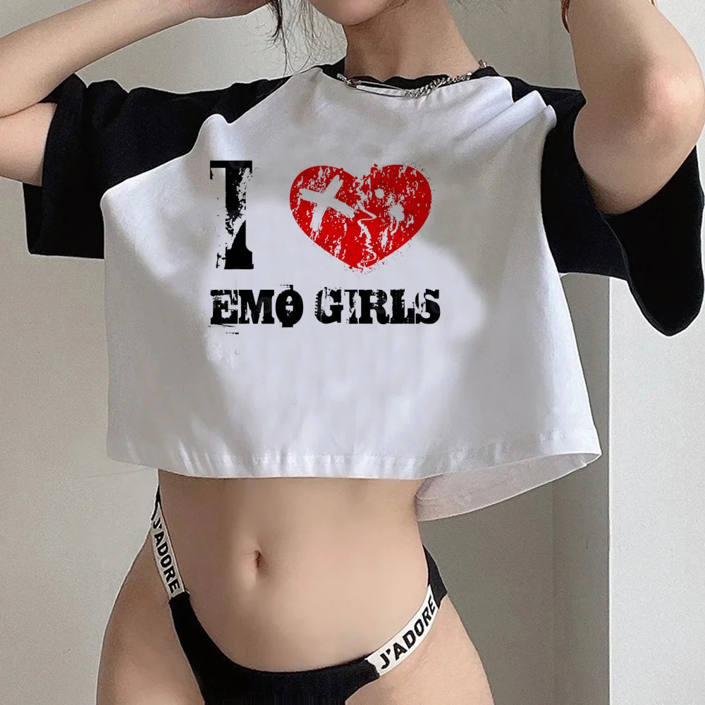 

i love emo girls graphic cyber y2k crop top girl trashy goth korean fashion yk2 clothing tee