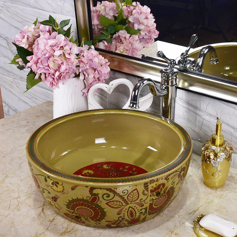 

Rectangular Jingdezhen Bathroom ceramic sink wash basin Porcelain Counter Top Wash Basin Bathroom Sinks vintage vessel sink