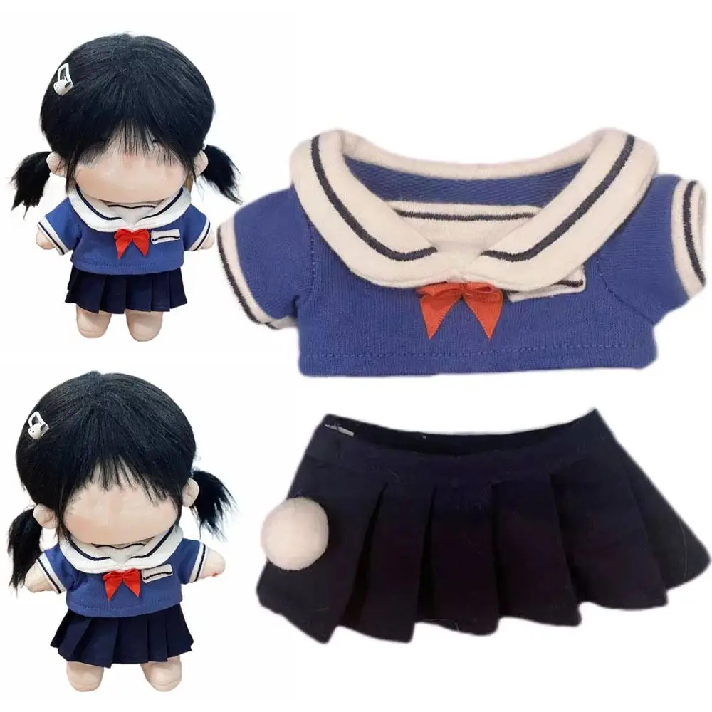 

Doll Clothes For 20cm Sailor Suit Dress Red Knotbow Rabbit Tail Skirt Replacement Outfit Changing Dressing Game Photo Props Gift