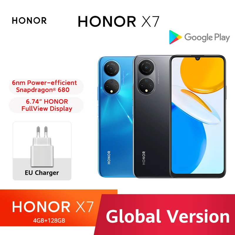 Global Version Honor X7 cellphone Android 11 90Hz 6.74