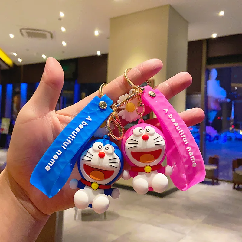 

Bandai Cartoon Anime Doraemon Action Figures Keychains Key Chain Key Ring Kawaii Silicone Handbag Car Pendants Toys Gifts