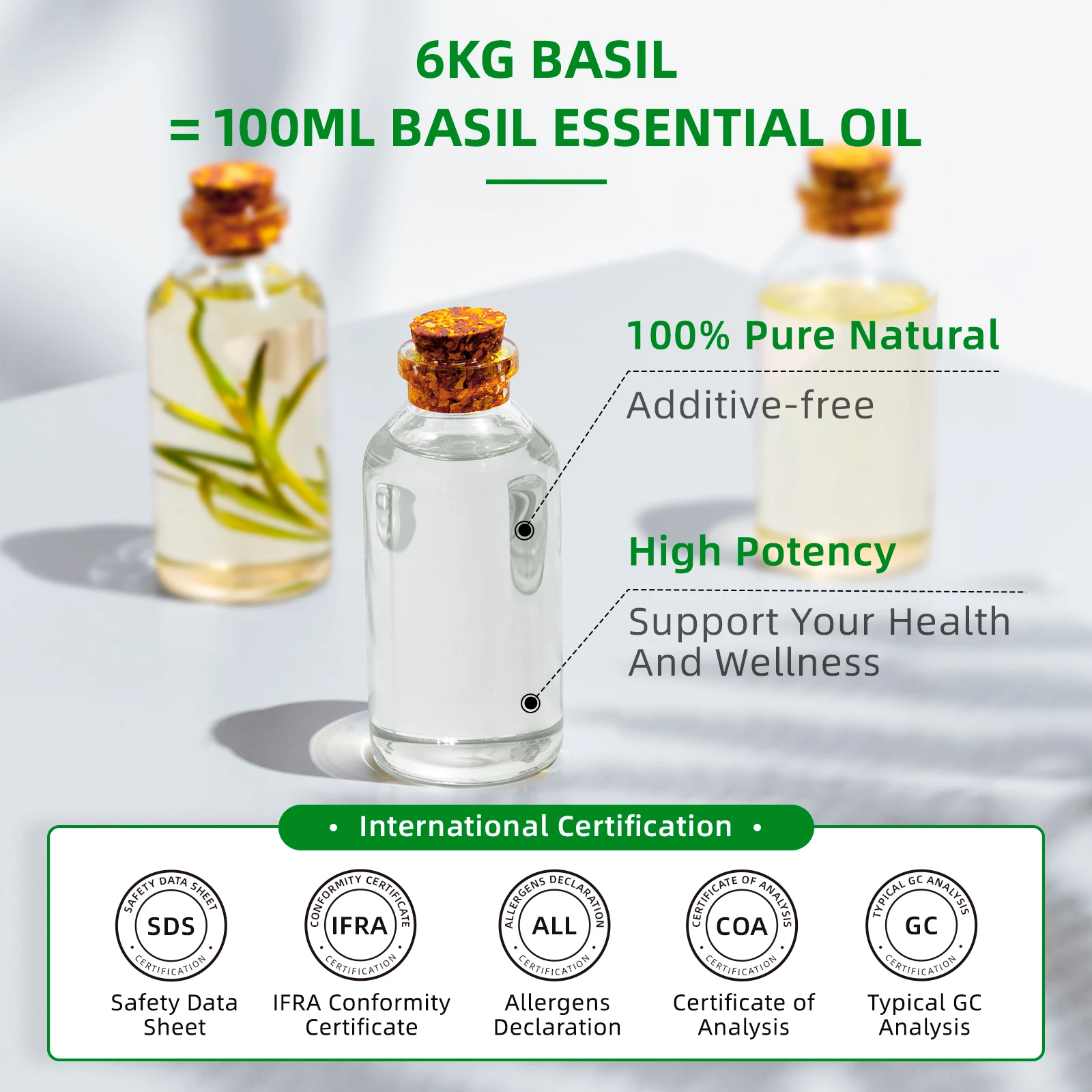 HIQILI 100ML Basil Essential Oils,100% Pure Nature for Aromatherapy | Used for Diffuser，Humidifier，Massage | Energy images - 6