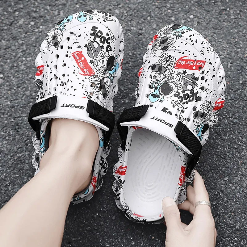 Мужские сандалии летняя обувь одежда с граффити нескользящие износостойкие