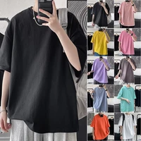 2022 mens summer new hong kong style soap large casual round neck cotton t shirt 10 color short sleeve t shirt s 5x