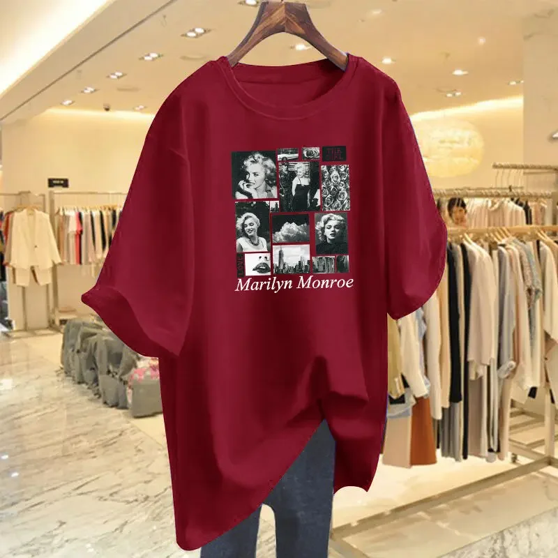 

Однотонная белая Повседневная футболка с принтом, Новинка лета 2023, Модные Простые Топы с коротким рукавом, женская одежда, свободные пуловеры