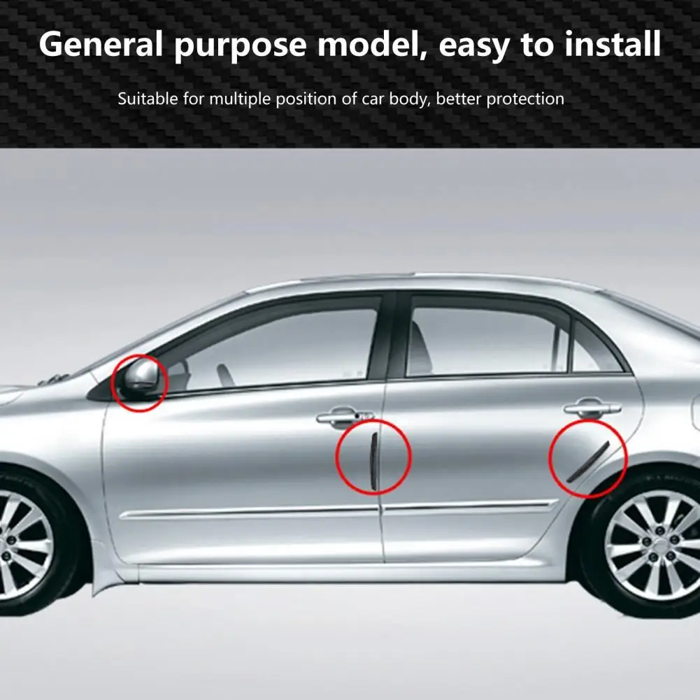 

Black 4Pcs Excellent Slim Door Edge Trim Guard Carbon Fiber Pattern Door Edge Protector Heat-Resistant for Automobile