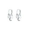 Celestial Elegance: 925 Sterling Silver Star & Moon Pendant Drop Earrings for Women